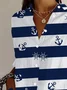 Women's Striped Long Sleeve Shirt Spring/Fall Buckle Shirt Collar Daily Casual Top