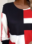 Women's Multicolor Block Long Sleeve Tee T-shirt Crew Neck Printing Casual Spring/Fall Graphic Tee Top