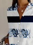 Women's Striped Long Sleeve Shirt Spring/Fall Buckle Shirt Collar Daily Casual Top