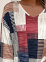 Women's Contrast Stitching Long Sleeve Tee T-shirt V Neck Printing Casual Spring/Fall Graphic Tee Top