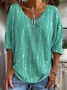 Women's Abstract Stripes Long Sleeve Tee T-shirt V Neck Printing Casual Spring/Fall Graphic Tee Top