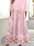 Women's Gradient Pattern Half Sleeve Summer Dress Crew Neck Daily Vintage Maxi Shirt Dress A-Line Dress