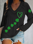Women's Shamrock Long Sleeve Blouse Spring/Fall Printing V Neck Daily Casual Top