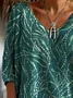 Women's Floral Long Sleeve Tee T-shirt V Neck Printing Casual Spring/Fall Graphic Tee Top