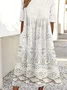 Women's Gradient Pattern Half Sleeve Summer Dress Crew Neck Daily Vintage Maxi Shirt Dress A-Line Dress