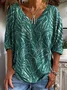 Women's Floral Long Sleeve Tee T-shirt V Neck Printing Casual Spring/Fall Graphic Tee Top