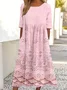 Women's Gradient Pattern Half Sleeve Summer Dress Crew Neck Daily Vintage Maxi Shirt Dress A-Line Dress