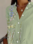 Women's Floral Long Sleeve Shirt Spring/Fall Buckle Shirt Collar Daily Casual Top