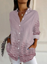 Women's Floral Long Sleeve Shirt Spring/Fall Buckle Shirt Collar Daily Casual Top