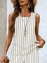 Women's Striped Printing Two-Piece Set Daily Sleeveless Casual Summer Top With Pants Matching Set