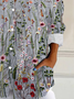 Women's Floral Long Sleeve Shirt Spring/Fall Buckle Shirt Collar Daily Casual Top