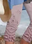 Women's Floral Capris Elastic Waist Pant Casual Summer Trousers