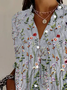 Women's Floral Long Sleeve Shirt Spring/Fall Buckle Shirt Collar Daily Casual Top