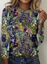 Women's Floral Long Sleeve Tee T-shirt Crew Neck Casual Spring/Fall Top