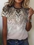 Women's Short Sleeve Tee T-shirt Summer Ethnic Jersey Crew Neck Holiday Going Out Casual Top