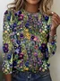 Women's Floral Long Sleeve Tee T-shirt Crew Neck Casual Spring/Fall Top