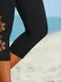 Women's Floral Capris Elastic Waist Pant Casual Summer Trousers