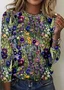 Women's Floral Long Sleeve Tee T-shirt Crew Neck Casual Spring/Fall Top