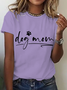 Women Text Letters Short Sleeve Tee T-shirt Crew Neck Casual Summer Top