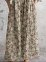 Women's Floral Long Sleeve Spring/Fall Dress V Neck Daily Casual Maxi T-Shirt Dress A-Line Dress