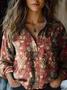 Women's Floral Long Sleeve Shirt Spring/Fall Shirt Collar Daily Vintage Top