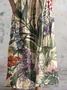 Women's Floral Long Sleeve Spring/Fall Printing Dress V Neck Daily Casual Maxi T-Shirt Dress A-Line Dress