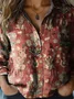 Women's Floral Long Sleeve Shirt Spring/Fall Shirt Collar Daily Vintage Top