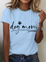 Women Text Letters Short Sleeve Tee T-shirt Crew Neck Casual Summer Top