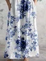 Women's Floral Long Sleeve Spring/Fall Printing Dress V Neck Daily Casual Maxi T-Shirt Dress A-Line Dress