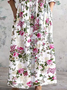 Women's Floral Long Sleeve Spring/Fall Printing Dress V Neck Daily Casual Maxi T-Shirt Dress A-Line Dress