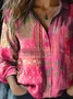 Women's Floral Long Sleeve Shirt Spring/Fall Shirt Collar Daily Vintage Top