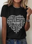 Women's Text Letters Short Sleeve Tee T-shirt Crew Neck Casual Summer Top
