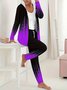 Women's Jersey Geometric Daily Going Out Two Piece Set Long Sleeve Casual Spring/Fall Top With Pants Matching Set