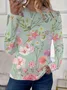 Women's Floral Long Sleeve Tee T-shirt Crew Neck Printing Casual Spring/Fall Graphic Tee Top
