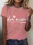 Women Text Letters Short Sleeve Tee T-shirt Crew Neck Casual Summer Top