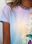 Women's Floral Short Sleeve Tee T-shirt Crew Neck Printing Casual Summer Graphic Tee Top