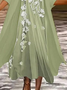 Women Floral Printing Two-Piece Set Daily Three Quarter Sleeve Casual Spring/Fall Dress With Coat Matching Set