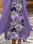 Women Floral Printing Two-Piece Set Daily Three Quarter Sleeve Casual Spring/Fall Dress With Coat Matching Set