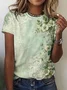 Women's Floral Short Sleeve Tee T-shirt Crew Neck Vintage Summer Top