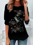 Women's Floral Long Sleeve Tee T-shirt Crew Neck Printing Casual Spring/Fall Graphic Tee Top
