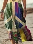 Women's Floral Short Sleeve Summer Printing Dress V Neck Daily Casual Maxi T-Shirt Dress H-Line Dress