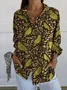 Women's Long Sleeve Shirt Spring/Fall Striped Four-Side Projectile Shawl Collar Daily Going Out Casual Top