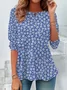 Women's Floral Long Sleeve Tee T-shirt Crew Neck Printing Casual Spring/Fall Graphic Tee Top
