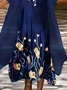 Women Floral Printing Two-Piece Set Daily Three Quarter Sleeve Casual Spring/Fall Dress With Coat Matching Set