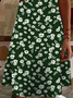 Women's Floral Short Sleeve Summer Printing Dress V Neck Daily Casual Knee Length T-Shirt Dress H-Line Dress