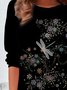 Women's Floral Long Sleeve Tee T-shirt Crew Neck Printing Casual Spring/Fall Graphic Tee Top