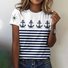Women's Striped Short Sleeve Tee T-shirt Crew Neck Casual Summer Top