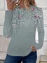 Women's Floral Long Sleeve Tee T-shirt Crew Neck Printing Casual Spring/Fall Graphic Tee Top