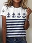 Women's Striped Short Sleeve Tee T-shirt Crew Neck Casual Summer Top