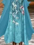Women Floral Printing Two-Piece Set Daily Three Quarter Sleeve Casual Spring/Fall Dress With Coat Matching Set